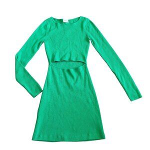 Wilfred Free Aritzia Long Sleeve Cutout Dress Green Stretch Size Small Womens